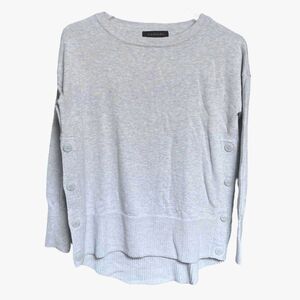 Tahari Cotton Knitted Side Buttons Hi-Low Sweater S